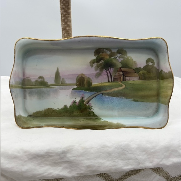 Handpainted Nippon farmhouse scenic tray - Picture 1 of 12